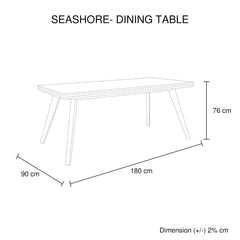 Dining Table 180cm Medium Size Solid Acacia Wooden Frame in Silver Brush Colour - ozily