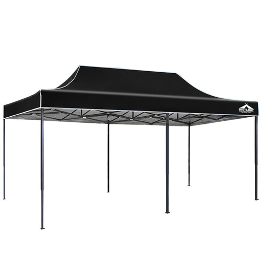 Instahut Gazebo Pop Up Marquee 3x6m Outdoor Tent Folding Wedding Gazebos Black Home & Garden GAZEBO-T-3X6-F-BK Online Furniture