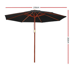 Instahut Outdoor Umbrella 2.7M Pole Cantilever Stand Garden Umbrellas Patio Black Furniture > Outdoor UMB-POLE-27-R-BK Online Furniture