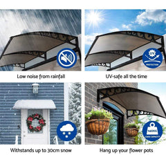 Instahut Window Door Awning Door Canopy Patio UV Sun Shield BROWN 1mx4m DIY - ozily