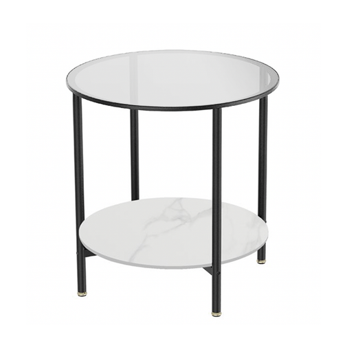 Interior Ave - Cosmopolitan Two Tier Mix Side Table - Marble & Glass Furniture > Living Room V355-IA-ST8-GMB Online Furniture