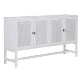 Jasmine Sideboard Buffet Table 160cm 4 Door Mindi Wood Rattan - White