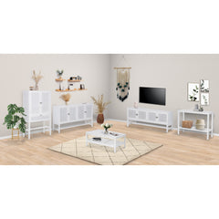 Jasmine Sideboard Buffet Table 160cm 4 Door Mindi Wood Rattan - White Furniture > Living Room V315-VOUT-BELT-13 Online Furniture