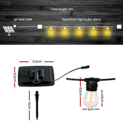 Jingle Jollys 17m Festoon String Lights Solar Wedding Party Waterproof Outdoor Occasions > Lights LIGHT-B-SOLAR-S14-15-WW Online Furniture