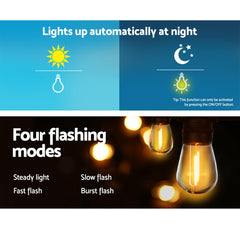 Jingle Jollys 17m Festoon String Lights Solar Wedding Party Waterproof Outdoor Occasions > Lights LIGHT-B-SOLAR-S14-15-WW Online Furniture