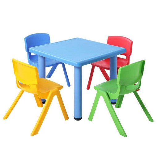 Keezi 5 Piece Kids Table and Chair Set - Blue - ozily