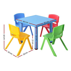 Keezi 5 Piece Kids Table and Chair Set - Blue - ozily