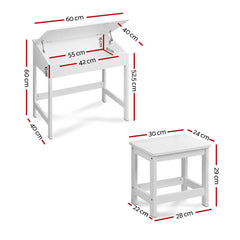 Keezi Kids Table Chairs Set Children Drawing Writing Desk Storage Toys Play - ozily