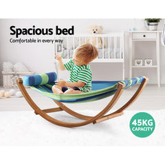 Keezi Kids Timber Hammock Bed Swing - Blue Home & Garden HM-TIM-ARC-KIDS-BLUE Online Furniture