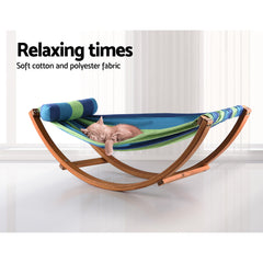 Keezi Kids Timber Hammock Bed Swing - Blue Home & Garden HM-TIM-ARC-KIDS-BLUE Online Furniture