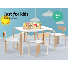 Keezi Nordic Kids Table Chair Set Desk 5PC Activity Dining Study - ozily