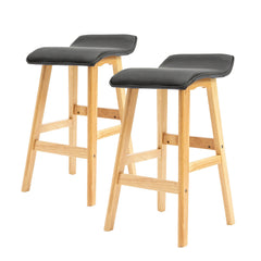 La Bella 2 Set 65cm Black Wooden Bar Stool DARA Leather Furniture > Bar Stools & Chairs V274-FT-WBSPU-75BK2 Online Furniture