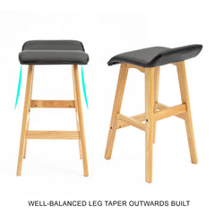 La Bella 2 Set 65cm Black Wooden Bar Stool DARA Leather Furniture > Bar Stools & Chairs V274-FT-WBSPU-75BK2 Online Furniture