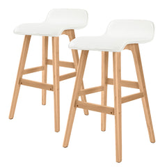 La Bella 2 Set 65cm White Wooden Bar Stool Sophia Leather Furniture > Bar Stools & Chairs V274-FT-WBSPU-75WH2 Online Furniture