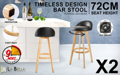 La Bella 2 Set 72cm Black Wooden Bar Stool Leila Leather Furniture > Bar Stools & Chairs V274-FT-WBSPVC-82BK2 Online Furniture
