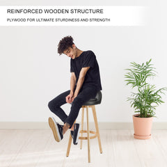 La Bella 2 Set 72cm Black Wooden Bar Stool Leila Leather Furniture > Bar Stools & Chairs V274-FT-WBSPVC-82BK2 Online Furniture