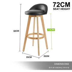 La Bella 2 Set 72cm Black Wooden Bar Stool Leila Leather Furniture > Bar Stools & Chairs V274-FT-WBSPVC-82BK2 Online Furniture