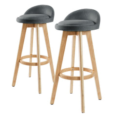 La Bella 2 Set 72cm Grey Wooden Bar Stool Leila Fabric Furniture > Bar Stools & Chairs V274-FT-WBSFAB-82GY2 Online Furniture