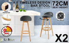 La Bella 2 Set 72cm Grey Wooden Bar Stool Leila Fabric Furniture > Bar Stools & Chairs V274-FT-WBSFAB-82GY2 Online Furniture