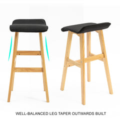 La Bella 2 Set 73cm Black Wooden Bar Stool DARA Fabric Furniture > Bar Stools & Chairs V274-FT-WBSFAB-84BK2 Online Furniture