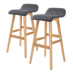 La Bella 2 Set 74cm Grey Wooden Bar Stool Sophia Fabric Furniture > Bar Stools & Chairs V274-FT-WBSFAB-84GY2 Online Furniture