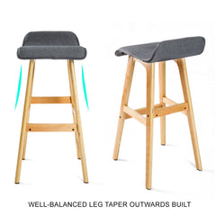 La Bella 2 Set 74cm Grey Wooden Bar Stool Sophia Fabric Furniture > Bar Stools & Chairs V274-FT-WBSFAB-84GY2 Online Furniture