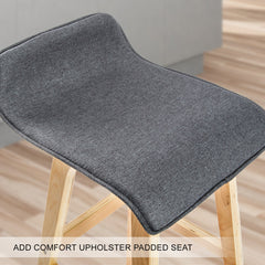 La Bella 2 Set 74cm Grey Wooden Bar Stool Sophia Fabric Furniture > Bar Stools & Chairs V274-FT-WBSFAB-84GY2 Online Furniture
