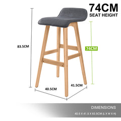 La Bella 2 Set 74cm Grey Wooden Bar Stool Sophia Fabric Furniture > Bar Stools & Chairs V274-FT-WBSFAB-84GY2 Online Furniture