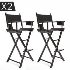 La Bella 2 Set Black Folding Tall Chair DARK HUMOR Movie Director 75cm Furniture > Bar Stools & Chairs V274-FT-6015DC-BK2 Online Furniture