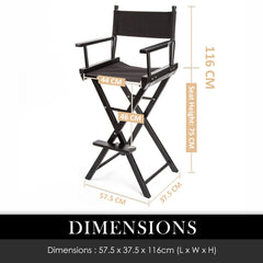 La Bella 2 Set Black Folding Tall Chair DARK HUMOR Movie Director 75cm Furniture > Bar Stools & Chairs V274-FT-6015DC-BK2 Online Furniture