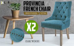 La Bella 2 Set Dark Blue French Provincial Dining Chair Amour Oak Leg Furniture > Bar Stools & Chairs V274-FT-FC8443-DBU Online Furniture