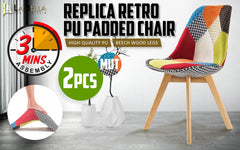 La Bella 2 Set Multi Colour Retro Dining Cafe Chair Padded Seat Furniture > Bar Stools & Chairs V274-FT-J900B-MUT2 Online Furniture