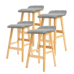 La Bella 4 Set 65cm Grey Wooden Bar Stool DARA Fabric Furniture > Bar Stools & Chairs V274-FT-WBSFAB-75GY4 Online Furniture