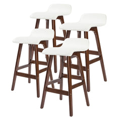 La Bella 4 Set 65cm White Brown Wooden Bar Stool Sophia Leather Furniture > Bar Stools & Chairs V274-FT-WBSPU-75WH4-BNP Online Furniture