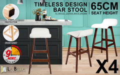 La Bella 4 Set 65cm White Brown Wooden Bar Stool Sophia Leather Furniture > Bar Stools & Chairs V274-FT-WBSPU-75WH4-BNP Online Furniture