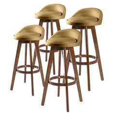 La Bella 4 Set 72cm Coffee Brown Wooden Bar Stool Leila Leather Furniture > Bar Stools & Chairs V274-FT-WBSPVC-82BN4-BNP Online Furniture