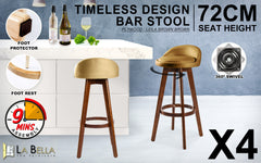 La Bella 4 Set 72cm Coffee Brown Wooden Bar Stool Leila Leather Furniture > Bar Stools & Chairs V274-FT-WBSPVC-82BN4-BNP Online Furniture