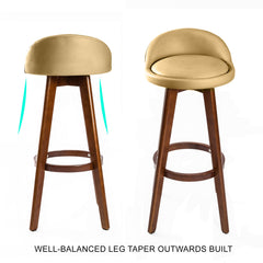 La Bella 4 Set 72cm Coffee Brown Wooden Bar Stool Leila Leather Furniture > Bar Stools & Chairs V274-FT-WBSPVC-82BN4-BNP Online Furniture