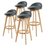 La Bella 4 Set 72cm Grey Wooden Bar Stool Leila Fabric