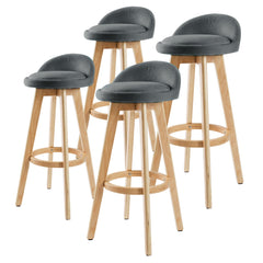 La Bella 4 Set 72cm Grey Wooden Bar Stool Leila Fabric Furniture > Bar Stools & Chairs V274-FT-WBSFAB-82GY4 Online Furniture