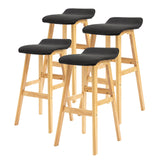 La Bella 4 Set 73cm Black Wooden Bar Stool DARA Fabric