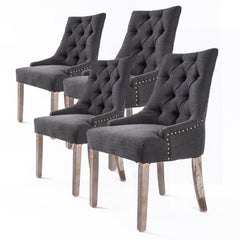 La Bella 4 Set Black (Charcoal) French Provincial Dining Chair Amour Oak Leg Furniture > Bar Stools & Chairs V274-FT-FC8443-BK4 Online Furniture