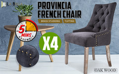 La Bella 4 Set Black (Charcoal) French Provincial Dining Chair Amour Oak Leg Furniture > Bar Stools & Chairs V274-FT-FC8443-BK4 Online Furniture