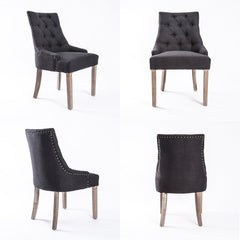 La Bella 4 Set Black (Charcoal) French Provincial Dining Chair Amour Oak Leg Furniture > Bar Stools & Chairs V274-FT-FC8443-BK4 Online Furniture