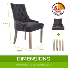 La Bella 4 Set Black (Charcoal) French Provincial Dining Chair Amour Oak Leg Furniture > Bar Stools & Chairs V274-FT-FC8443-BK4 Online Furniture