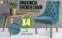 La Bella 4 Set Dark Blue French Provincial Dining Chair Amour Oak Leg Furniture > Bar Stools & Chairs V274-FT-FC8443-DBU4 Online Furniture