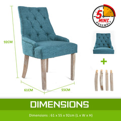 La Bella 4 Set Dark Blue French Provincial Dining Chair Amour Oak Leg Furniture > Bar Stools & Chairs V274-FT-FC8443-DBU4 Online Furniture