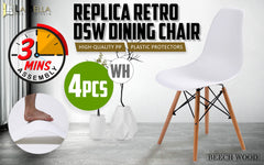 La Bella 4 Set White Retro Dining Cafe Chair DSW PP Furniture > Bar Stools & Chairs V274-FT-PP623-WH4 Online Furniture