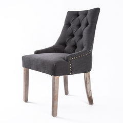 La Bella Black (Charcoal) French Provincial Dining Chair Amour Oak Leg Furniture > Bar Stools & Chairs V274-FT-FC8443-BK1 Online Furniture