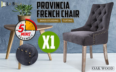 La Bella Black (Charcoal) French Provincial Dining Chair Amour Oak Leg Furniture > Bar Stools & Chairs V274-FT-FC8443-BK1 Online Furniture